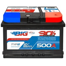 Autobatterie 12V 55Ah BIG Silver Edition +30% Starterbatterie ers 45Ah 50Ah 52Ah