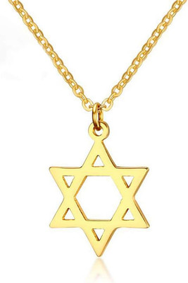 Star of David Pendant Necklace, Stainless Steel Tiny Six-Pointed Star Necklace J