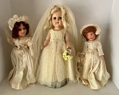 3 Vintage BRIDE DOLLS 14'' Ideal TONY P-90 Platinum Hair + PMA 12'' Composite Doll