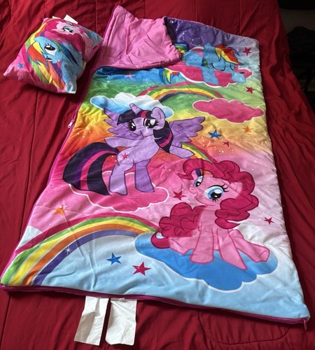 MY LITTLE PONY SLEEPING BAG & PILLOW Rainbow Dash Pinkie Pie Twilight Sparkle