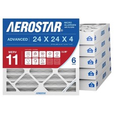Aerostar 24x24x4 MERV 11 Furnace Air Filters 6 Pack Pleated HVAC AC Made in USA