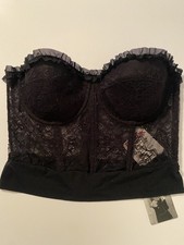Sincerely Jules Women s S Corset Crop Top Bustier Sheer Black Lace Crop Top NWT