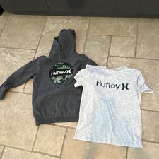 Hurley Boys M 2-Piece Camo Logo Fleece Hoodie w/ Pockets  Crew Tee