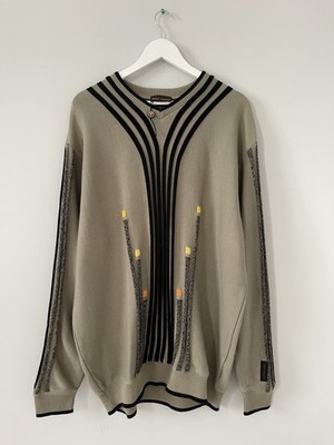 NEW Carlo Colucci Abstract Geometric 3D Knit Men's XL Sweater Jumper Pullover