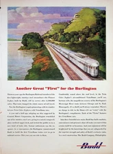 Original 1947 Vintage print AD: Another Great "First" for the Burlington "Budd