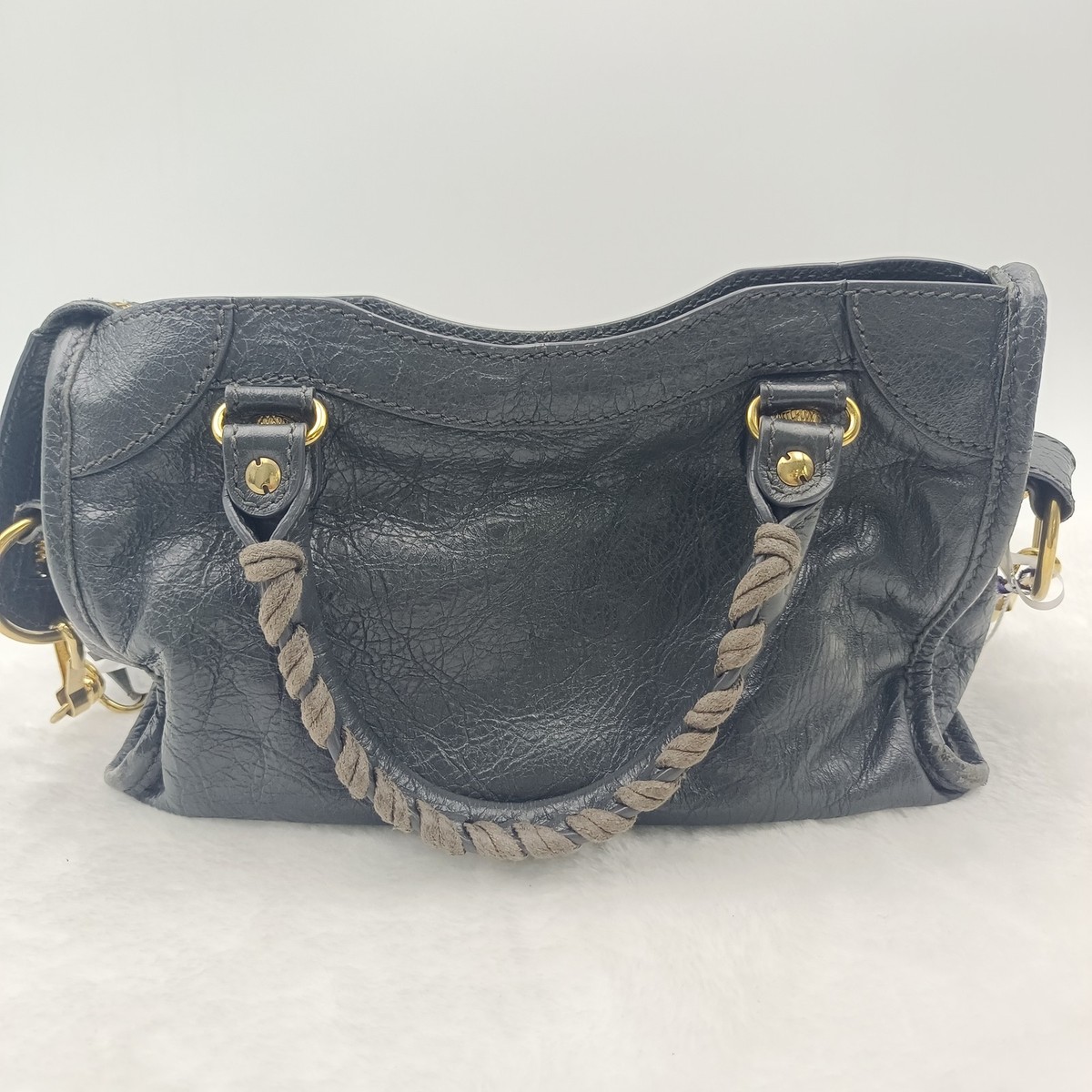 Balenciaga Classic Mini City Bag Black Arena Leather Gold Hardware