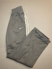 Nike Basketball Baggy Gray Track Pants White Stripe Size Small Y2K