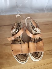 Sam Edelman Maura Espadrolle Wedge Sandals Women 8.5 Tan Boho Coastal Resort
