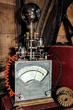Upcycled Voltmeter Lamp, Vintage Retro Industrial Steampunk Light