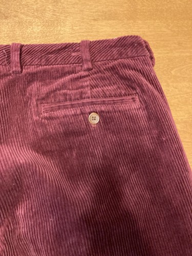 Brooks Brothers Corduroy Pants Men 35x32 Burgundy Milano Fit Straight Leg Casual - Afbeelding 24 van 24
