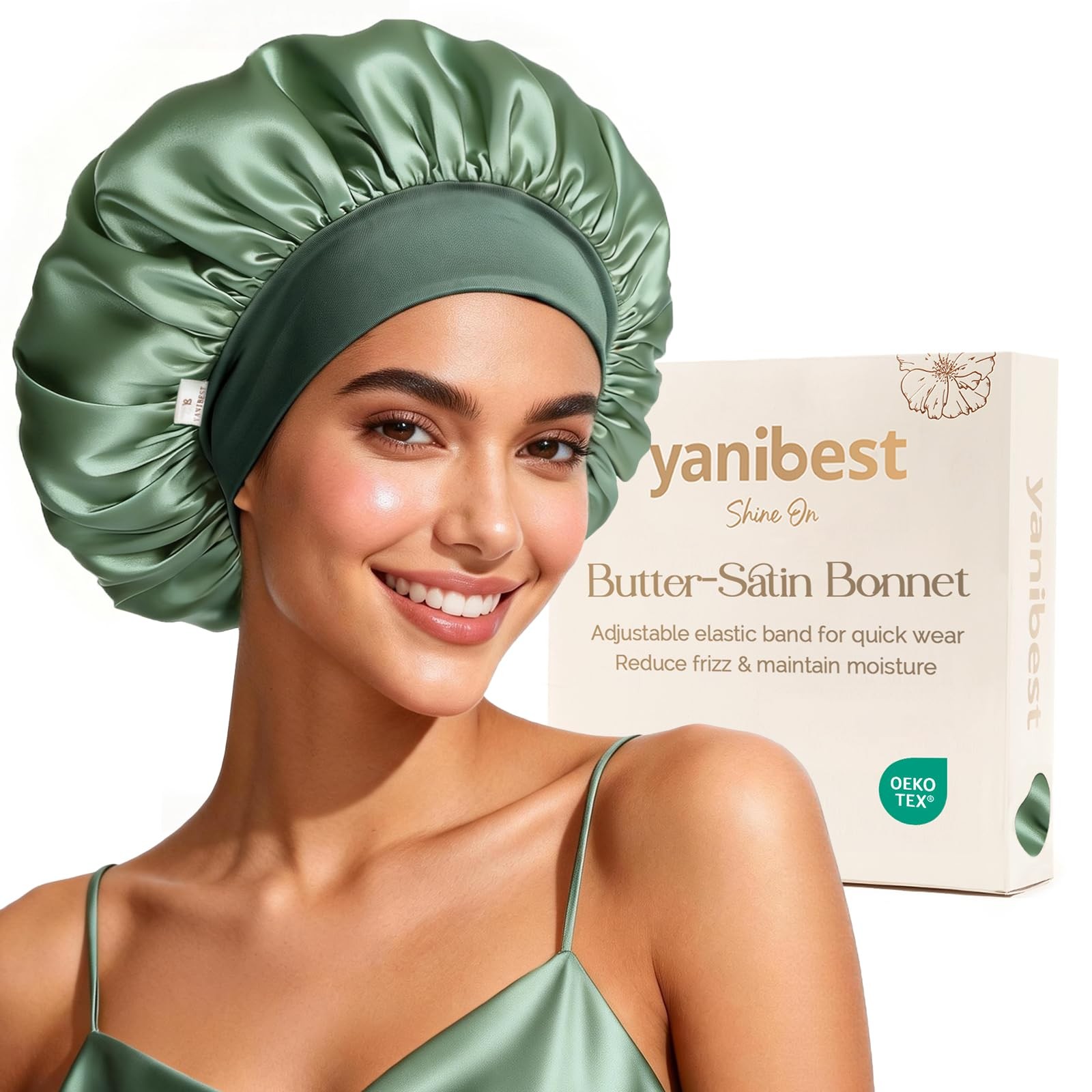 YANIBEST Silk Bonnet for Sleeping Women, Double Layer Hair Satin Bonnets with Elastic Band, Sleep Cap Curly Natural Hair - Image 2