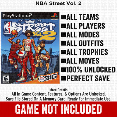 NBA Street Vol. 2 100% PS2 Memory Card All CHEATS ITEMS