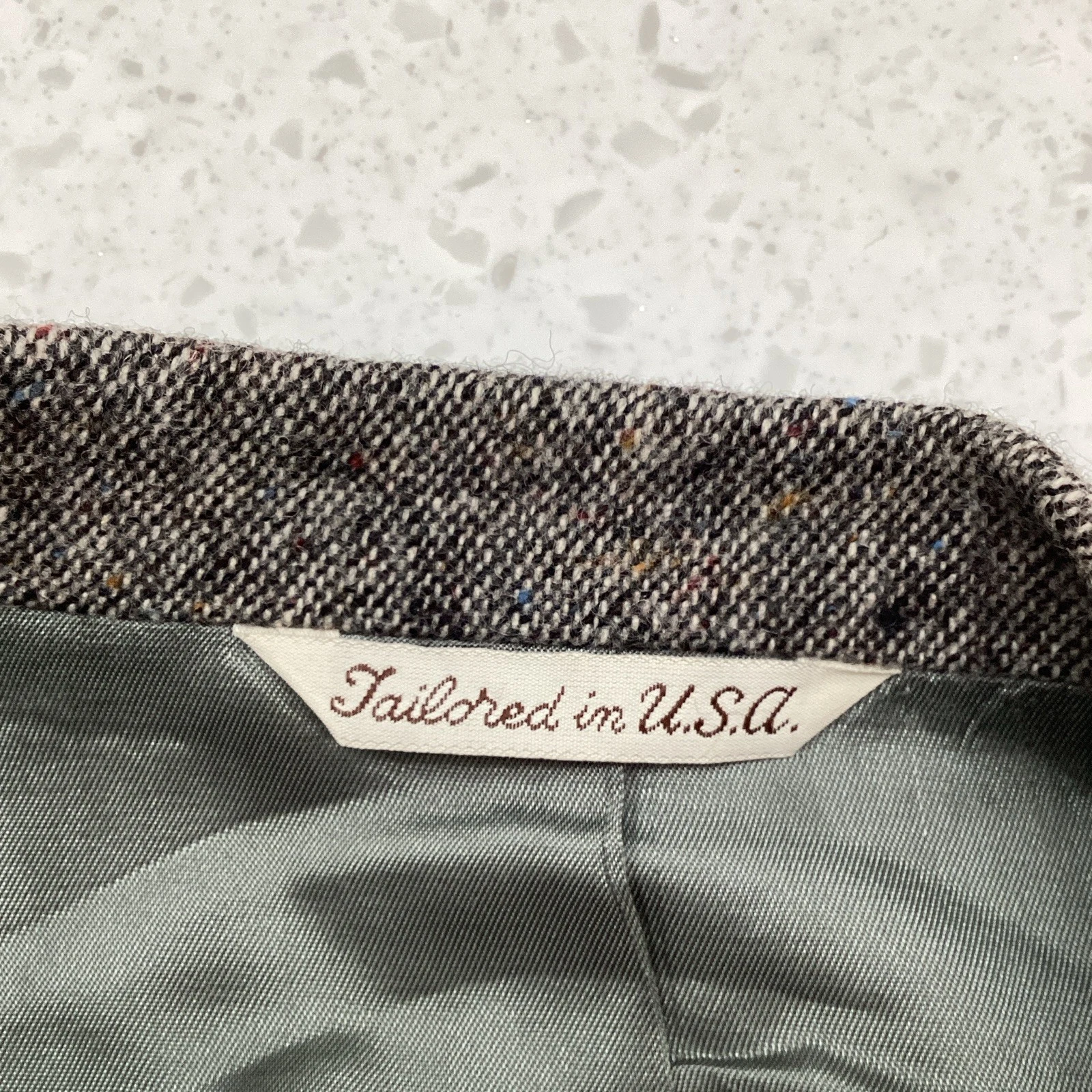 Stafford Men's Gray Herringbone Tweed Virgin Wool Sport Coat Blazer 40R image 5