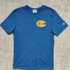 Champion Men's Blue Small Tee Shirt Vintage Cotton Big C Chest Patch 