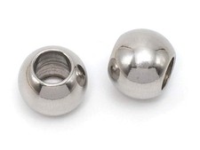 100 PCS Stainless Steel Spacer Beads, Round Larger Hole Polished Metal Europe...