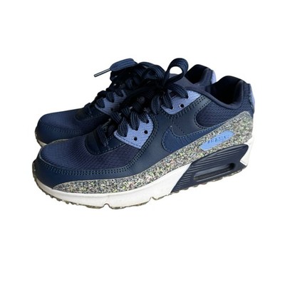 Nike Air Max 90 SE Boys 4Y CQ9909-400 Midnight Navy Speckled Blue