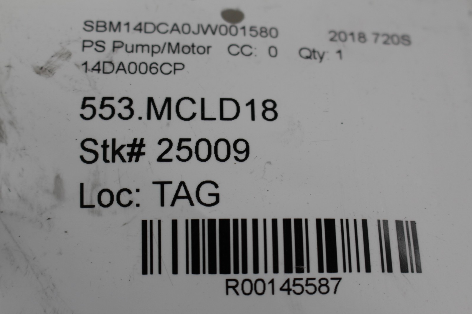 McLaren 720s, Power Steering Pump Motor, Used, P/N 14DA006CP