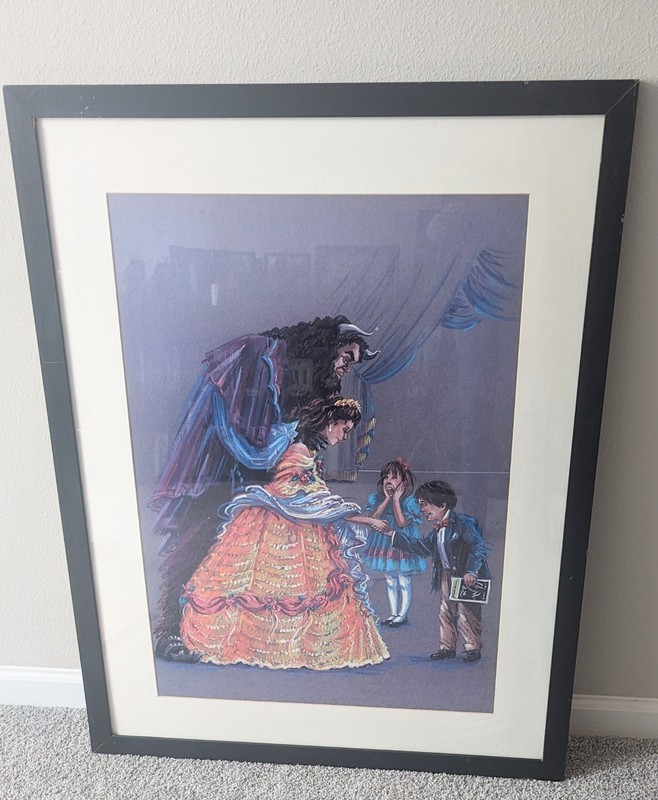 Beauty And The Beast, Black Framed Picture-42"High 32"Wide