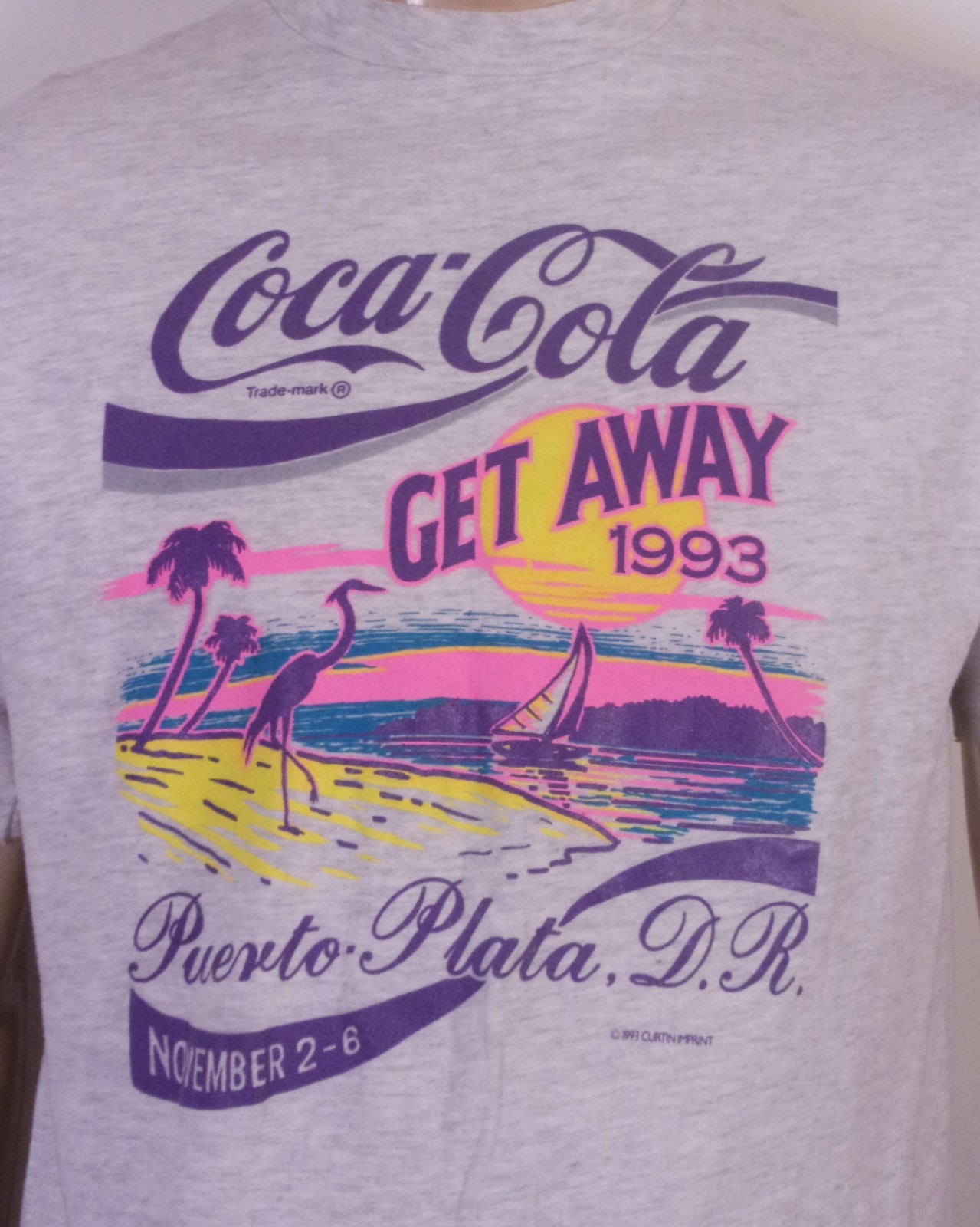 vintage 80s 90s single stitch 1993 Coke Coca Cola Get Away T-Shirt Sunset sz L