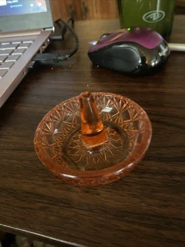 Fenton Vintage Pink Glass Ring Holder Jewelry Dish with Diamond Design