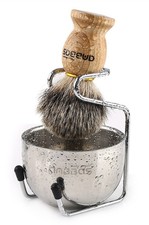 Anbbas Badger Hair Shaving Brush with Wooden Handle Stainless Steel Shaving S...