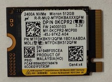 Micron 512GB SSD - 2400A M.2 2230 NVMe PCIe Gen4x4 MTFDKBK512QFM