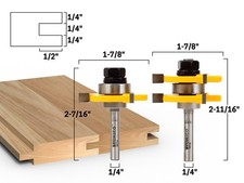 Juego de brocas de enrutador de lengüeta y ranura de 2 bits de 3/4" - vástago de 1/4" - Yonico 15221q