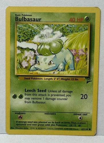 Pokemon TCG: Bulbasaur 67/130 Base 2-Reg-Unlimited-WOTC-LP