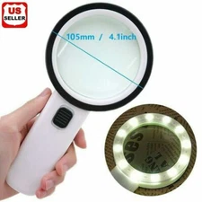 30X Jumbo Handheld Magnifying Glass w/ 13 Bright LED Light Illuminated Magnifier
