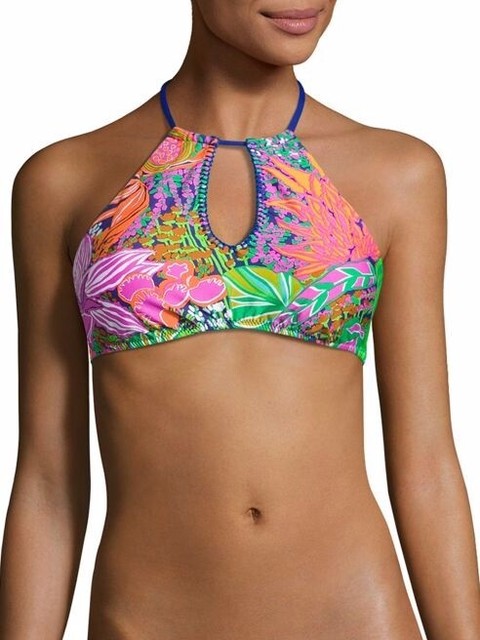high neck halter swim top