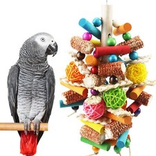 Parrot Toys for Large Birds, Aviary Hanging Toys,Natural Peppered Wood African