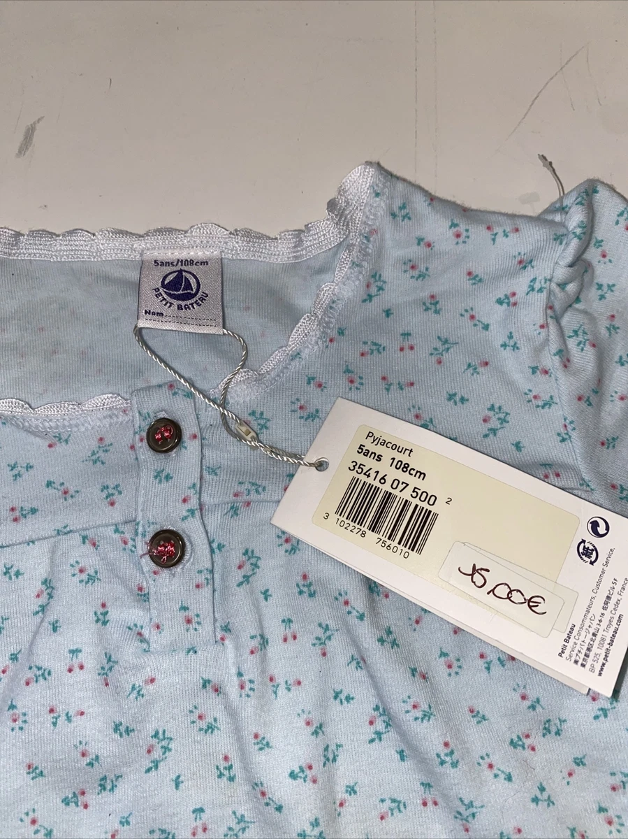 NWT 5 Yr PETIT BATEAU SWEETEST BLUE FLORAL 2 Pc PJs Pajamas KIDS