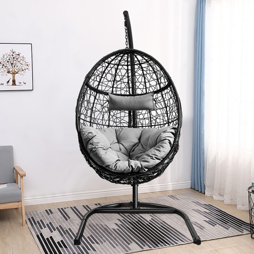 Hammock Chair with Stand Hanging Cushioned Swing Egg Chair for Indoor Outdoor - Picture 10 of 12