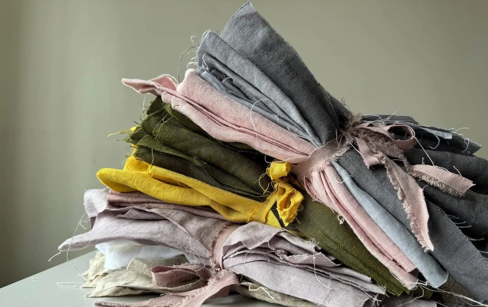 50 peças pacote misto de restos 100% linho, restos de tecido de linho natural para artesanato - Imagem 4 de 4