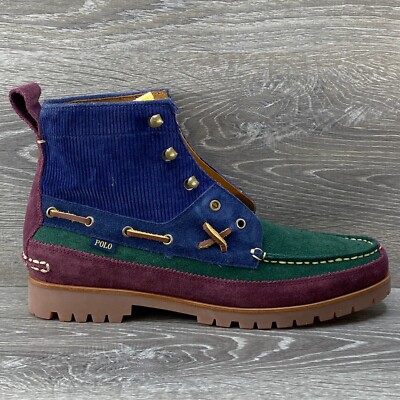 POLO Ralph Lauren Country Ranger MID Color Block Suede Corduroy Boots Men's  10