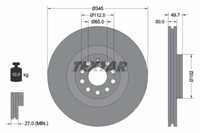 Textar 2X Bremsscheiben Vorne Ø345 Mm BelüFtet Beschichtet FüR Audi A3 VW Golf