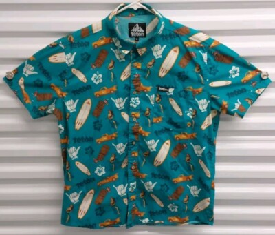 Teton Gravity Research Hawaiian Hang Loose Button Up Short Sleeve XL