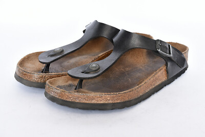 Birkenstock Gizeh Black Birko Flor Comfort Summer Sandals Womens