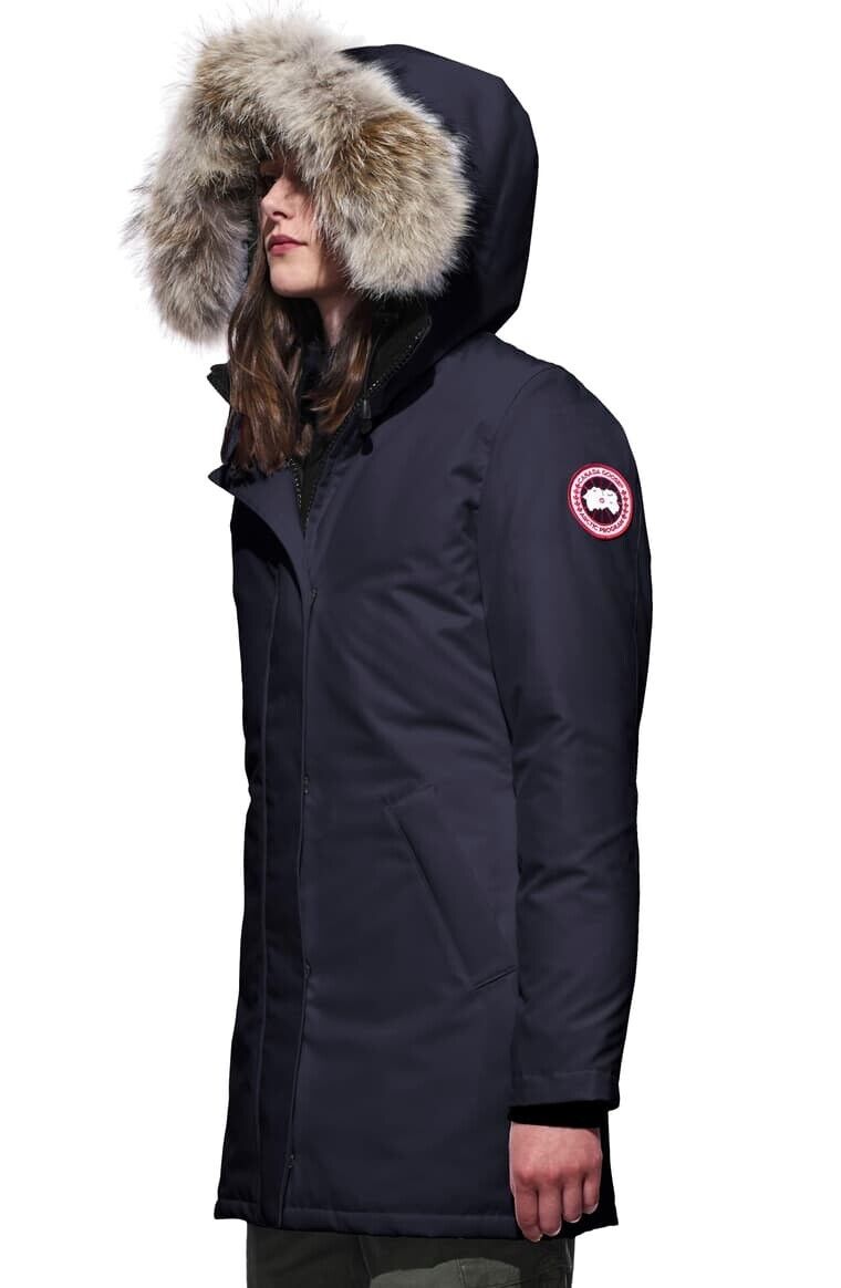 Canada Goose 'Victoria' Parka Admiral Blue Down Fur Parka Coat Size XS 3037L