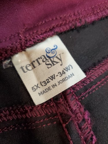 NWT Terra & Sky Red Cotton/Polyester Skinny Mid Rise Jeans Pant 5X (32W,34W) - Picture 9 of 12