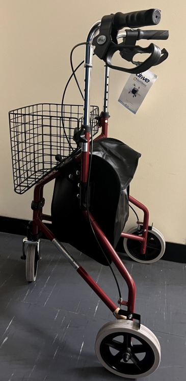 Folding Drive Tri Walker with Height Adjustable Handles, Basket, Brakes ...