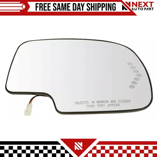 New Mirror Glass Heated w/ Turn Signal Passenger Side RH For 2000-07 Chevy GMC