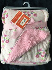 NWT Kidgets floral bouquets velour pink sherpa girl baby blanket 30x40