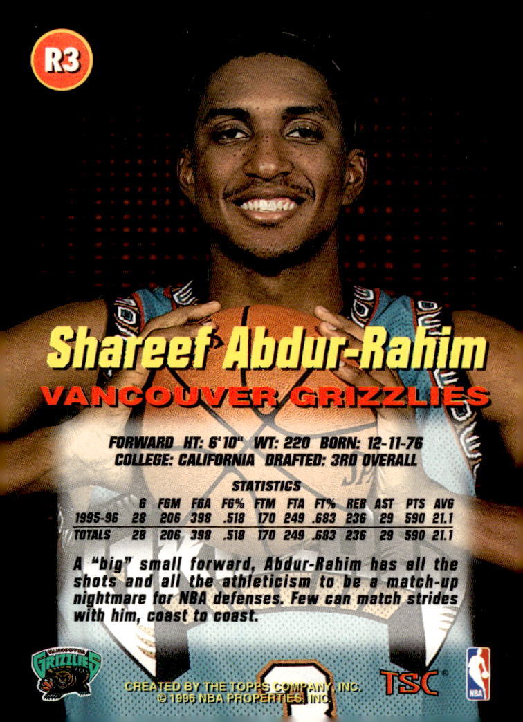 1996-97 Stadium Club #R3 Shareef Abdur-Rahim | eBay