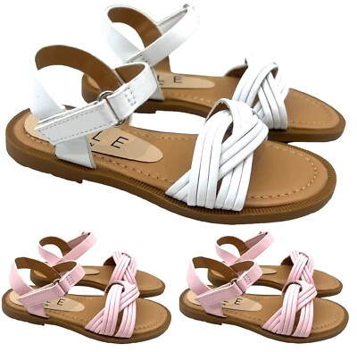 Mädchen Kinder Freizeit Riemen Sandalen Sommer Urlaub Gladiator Strand Schuhe Größe Neu