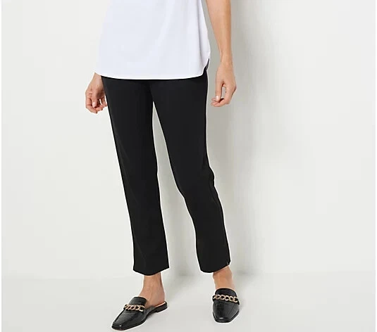Susan Graver Every Day Regular Supreme Knit Ankle Pants, Black X Large A463165