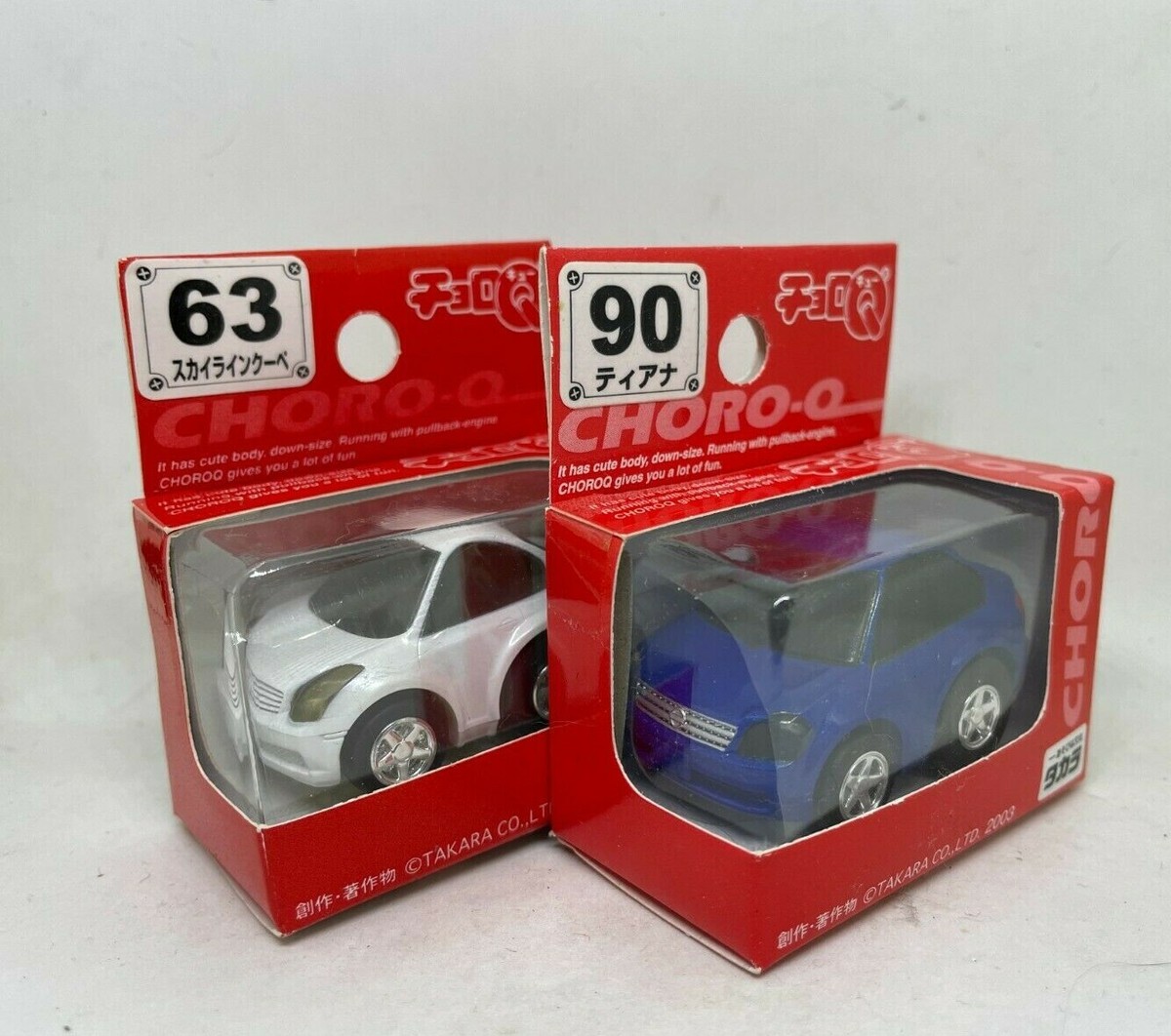 CHORO Q NISSAN SKYLINE COUPE , TEANA J31 REDBOX 63-90 2 CARS