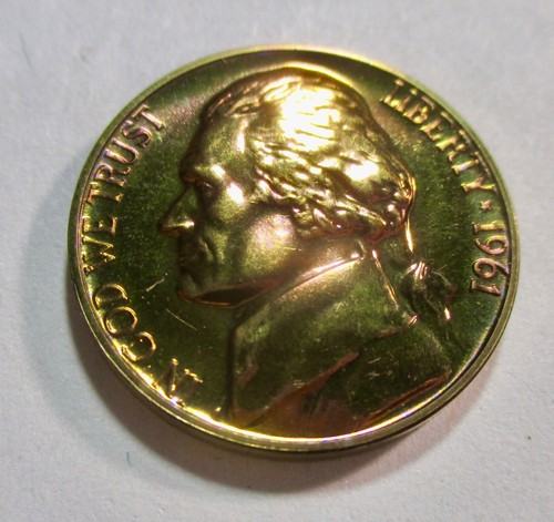 AMAZING RAINBOW TONED 1961 JEFFERSON NICKEL GEM PROOF--PHOTOS ARE VERY ACCURATE! - Picture 3 of 4