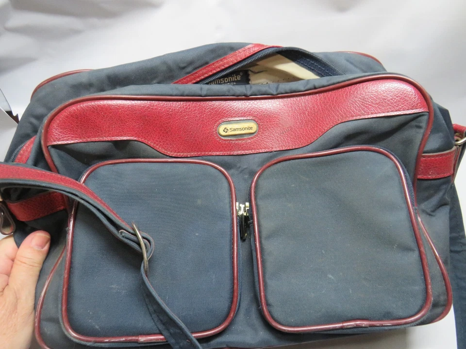 Bolsa de ombro Samsonite edição especial carteiro de viagem azul marinho 3 bolsos vintage - Imagem 2 de 4