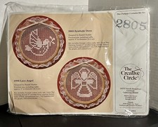 Vintage The Creative Circle 2805 Symbolic Dove Needlecraft Kit Lace Net Darning
